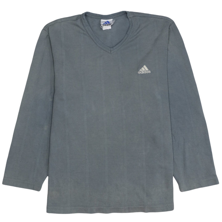 Adidas Men's Grey V-Neck Long Sleeve Pullover Sweatshirt M