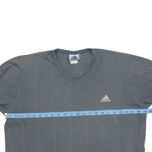 Adidas Men's Grey V-Neck Long Sleeve Pullover Sweatshirt M