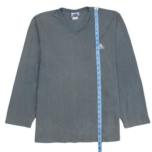 Adidas Men's Grey V-Neck Long Sleeve Pullover Sweatshirt M