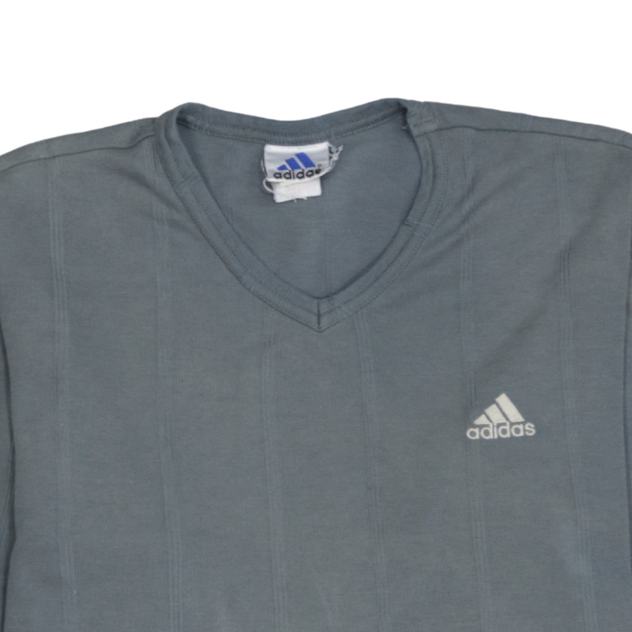 Adidas Men's Grey V-Neck Long Sleeve Pullover Sweatshirt M