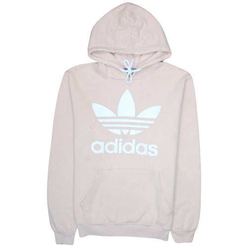 Adidas Men's Pink Pullover Hoodie Size M Graphic Logo Sweatshirt