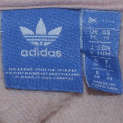 Adidas Men's Pink Pullover Hoodie Size M Graphic Logo Sweatshirt