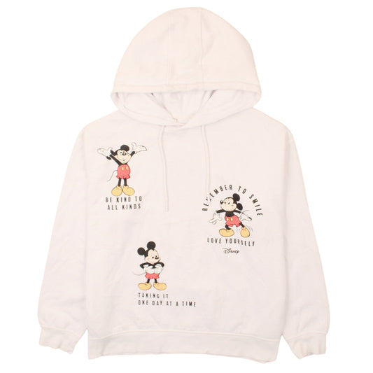 Disney Women's White Mickey Mouse Hoodie Size 14 Pullover Sweatshirt