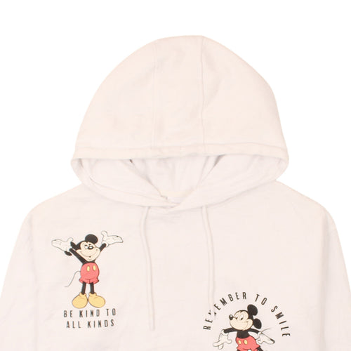 Disney Women's White Mickey Mouse Hoodie Size 14 Pullover Sweatshirt