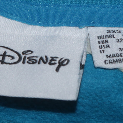 Disney Women Blue Stitch Sweatshirt 2XS Pullover Crew Neck Casual