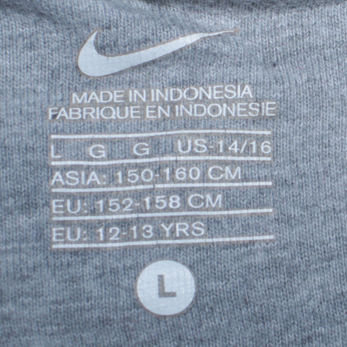 Nike Boys Grey Varsity Jacket Size 12-13 Years Snap Fastening Lined