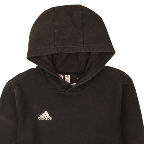 Adidas Boys Black Pullover Hoodie 14 Years Fleece Regular Fit