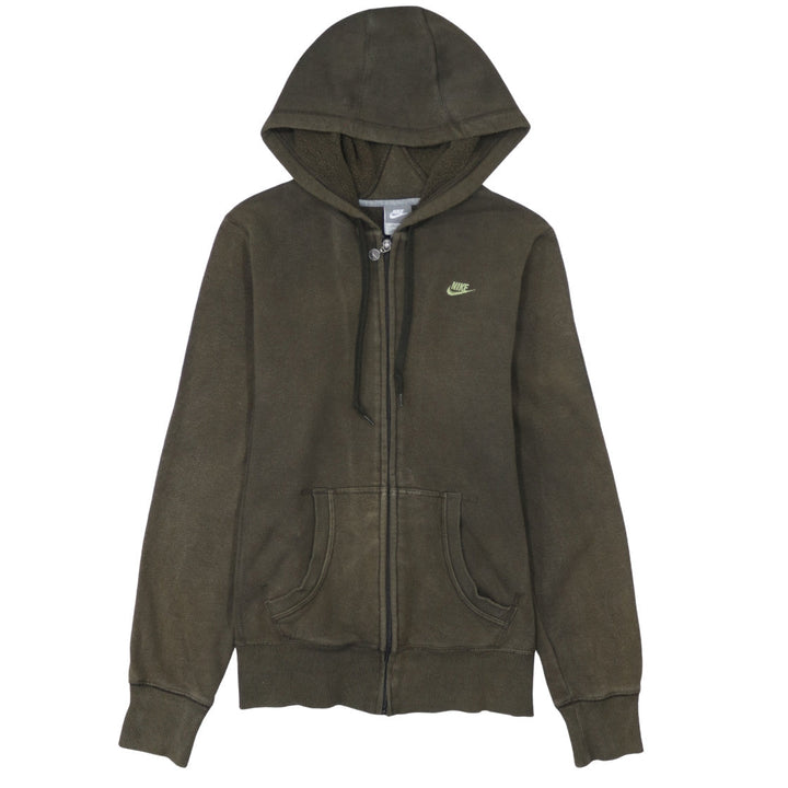 Nike Womens Green Full Zip Hoodie L Fleece Cotton Blend Casual