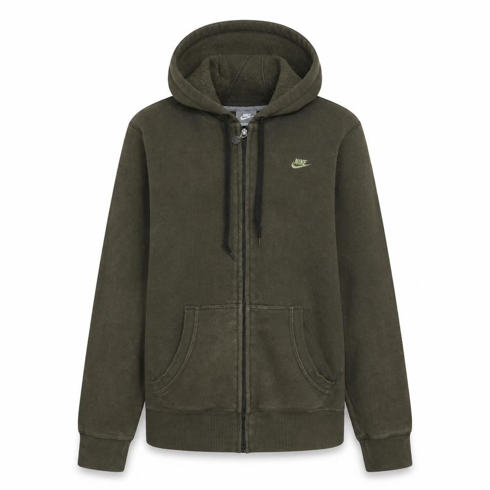 Nike Womens Green Full Zip Hoodie L Fleece Cotton Blend Casual