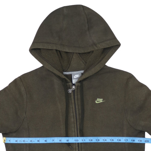 Nike Womens Green Full Zip Hoodie L Fleece Cotton Blend Casual