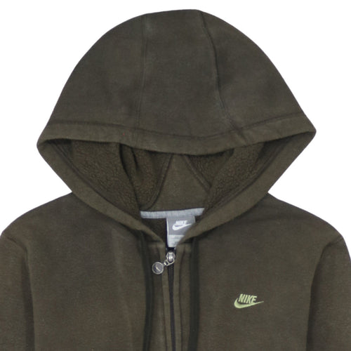 Nike Womens Green Full Zip Hoodie L Fleece Cotton Blend Casual