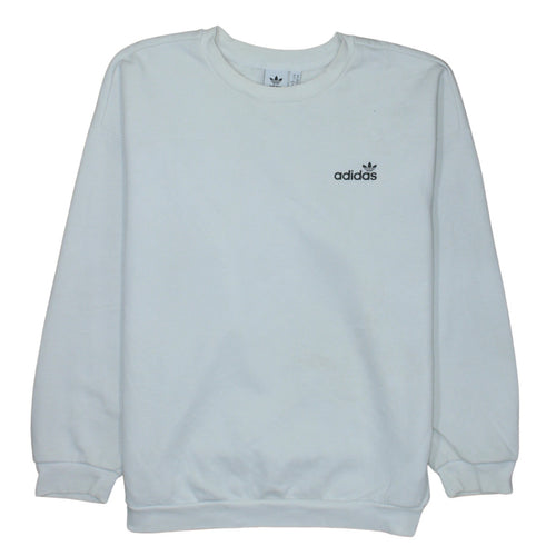 Adidas Women White Crew Neck Pullover Sweatshirt Size 14