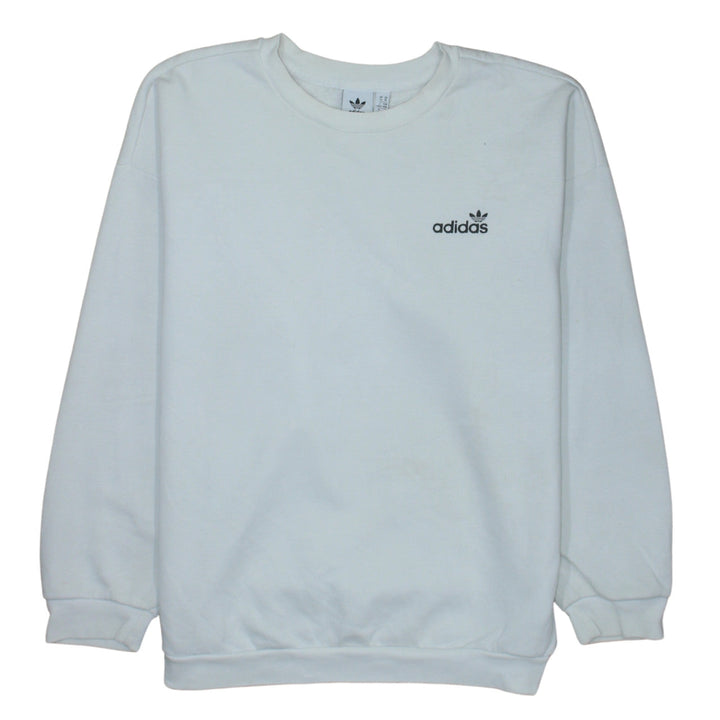 Adidas Women White Crew Neck Pullover Sweatshirt Size 14