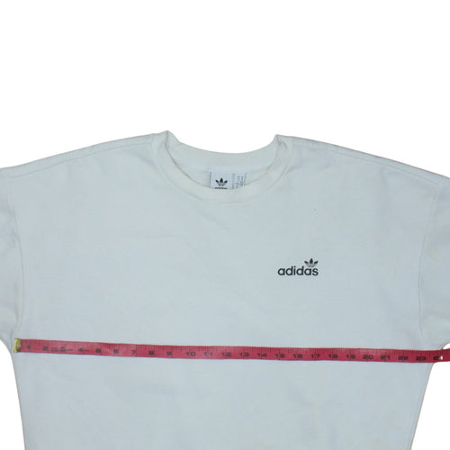 Adidas Women White Crew Neck Pullover Sweatshirt Size 14