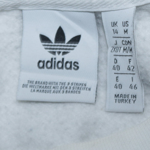 Adidas Women White Crew Neck Pullover Sweatshirt Size 14
