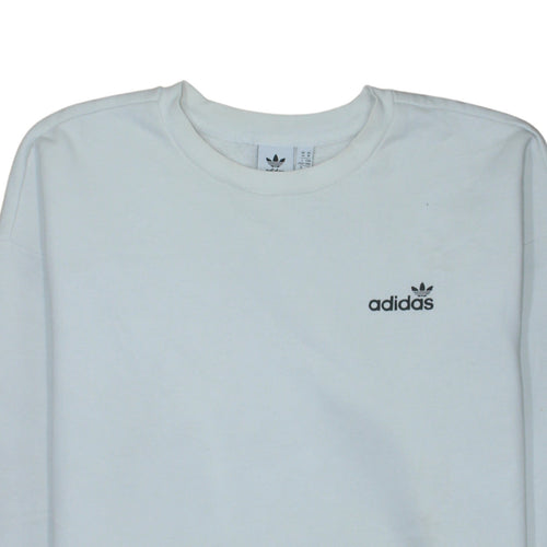 Adidas Women White Crew Neck Pullover Sweatshirt Size 14