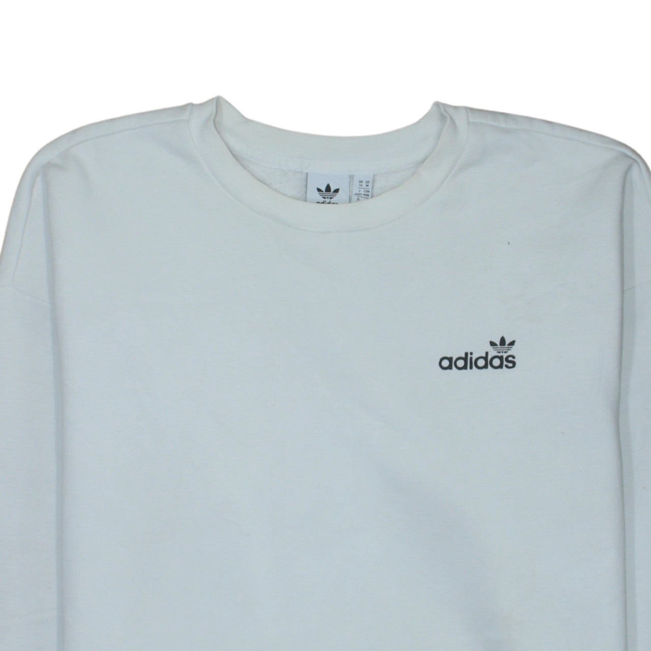 Adidas Women White Crew Neck Pullover Sweatshirt Size 14