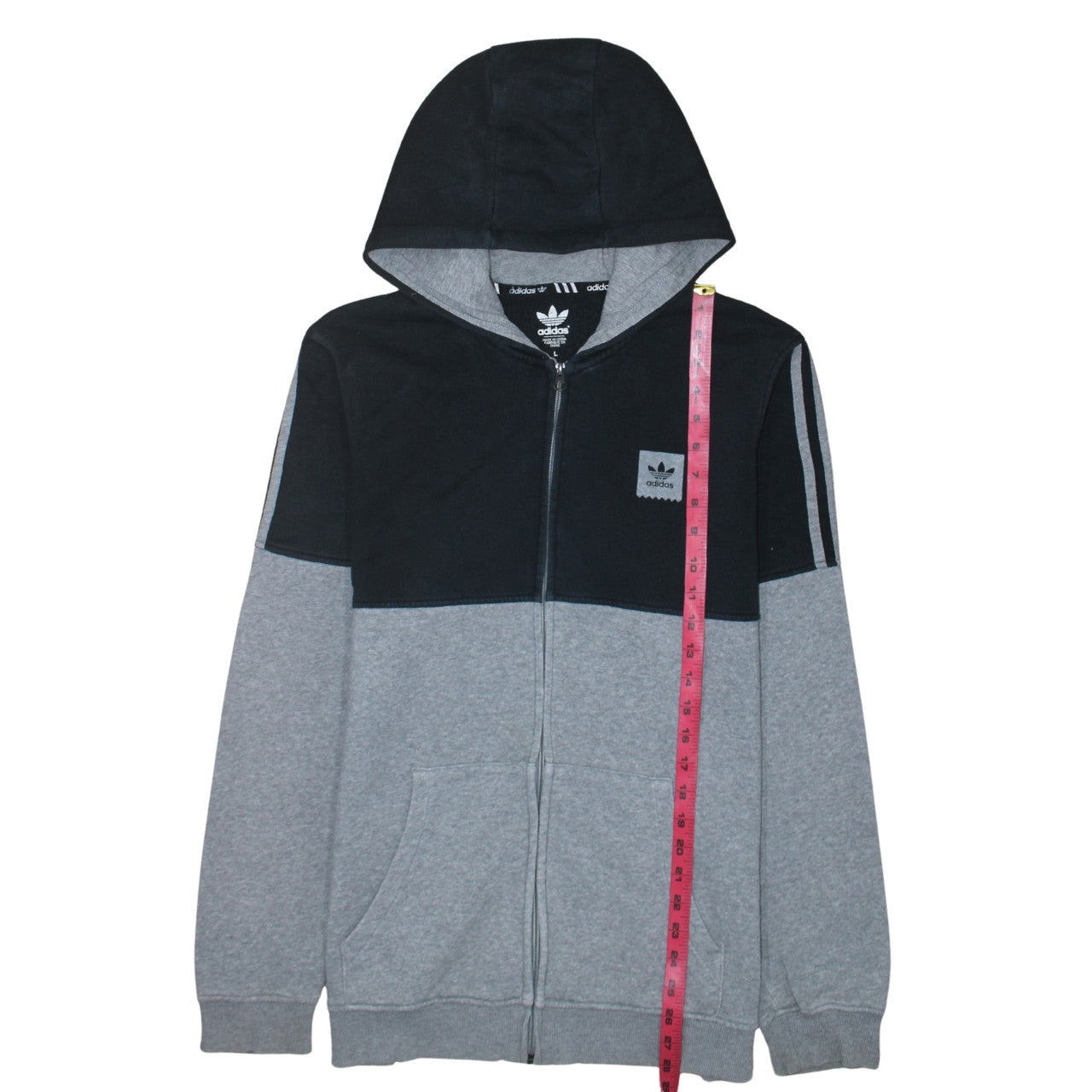 Adidas Men's Grey Full Zip Hoodie L Sports Casual Sweatshirt