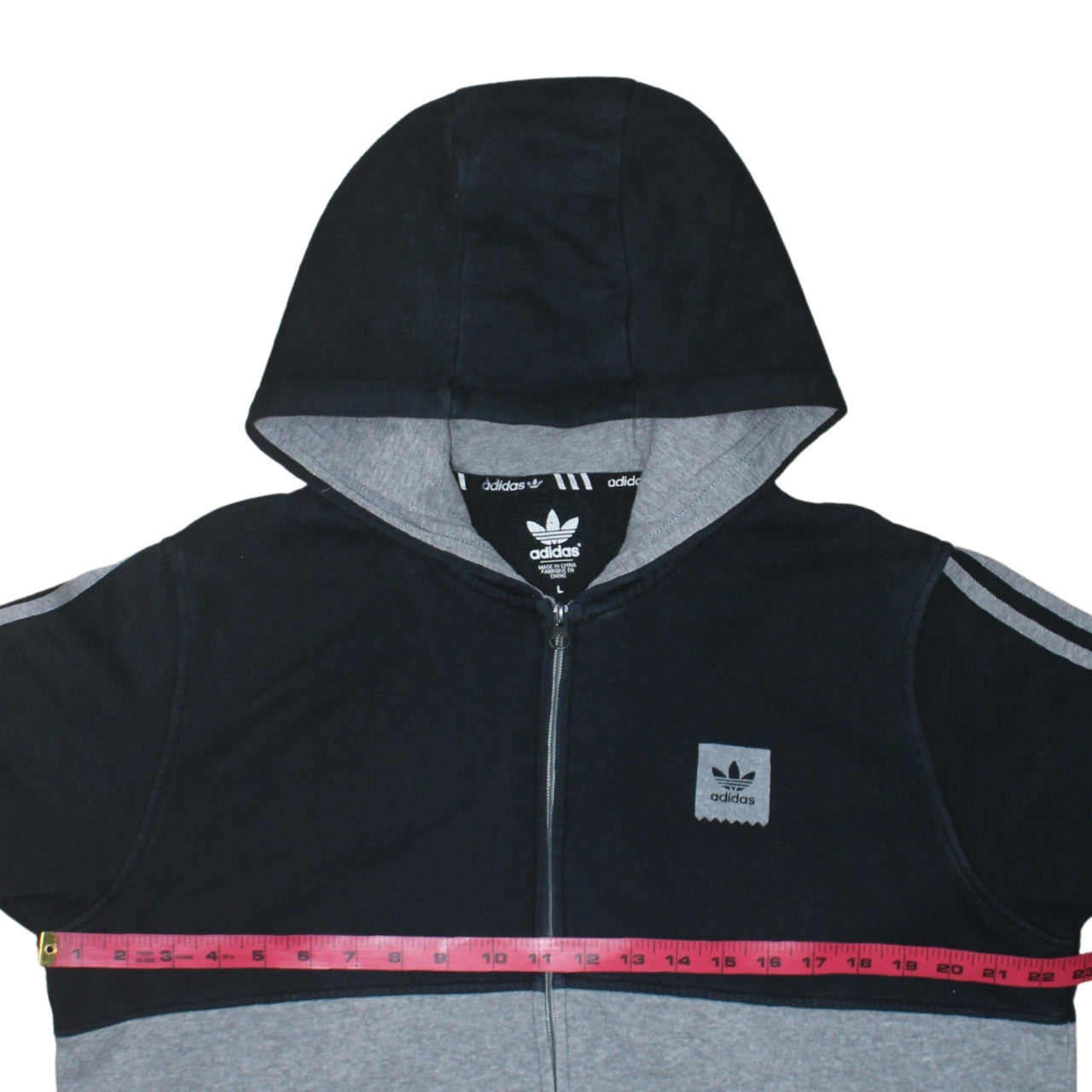 Adidas Men's Grey Full Zip Hoodie L Sports Casual Sweatshirt