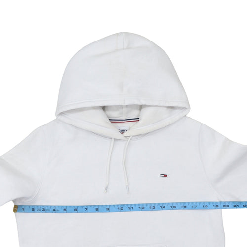 Tommy Jeans Men's White Pullover Hoodie Size S Logo Cotton Blend