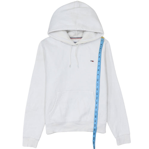 Tommy Jeans Men's White Pullover Hoodie Size S Logo Cotton Blend