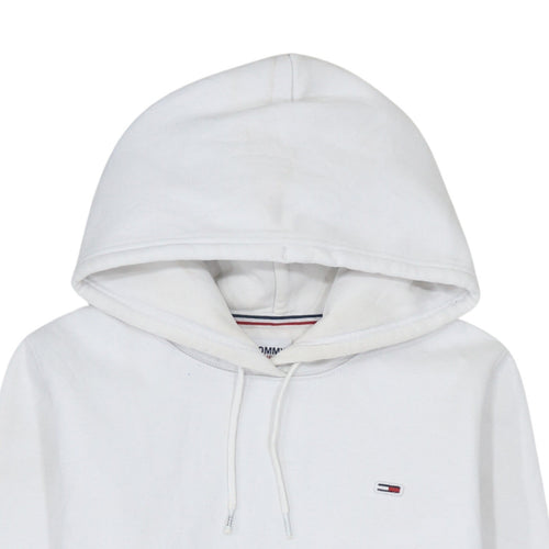 Tommy Jeans Men's White Pullover Hoodie Size S Logo Cotton Blend