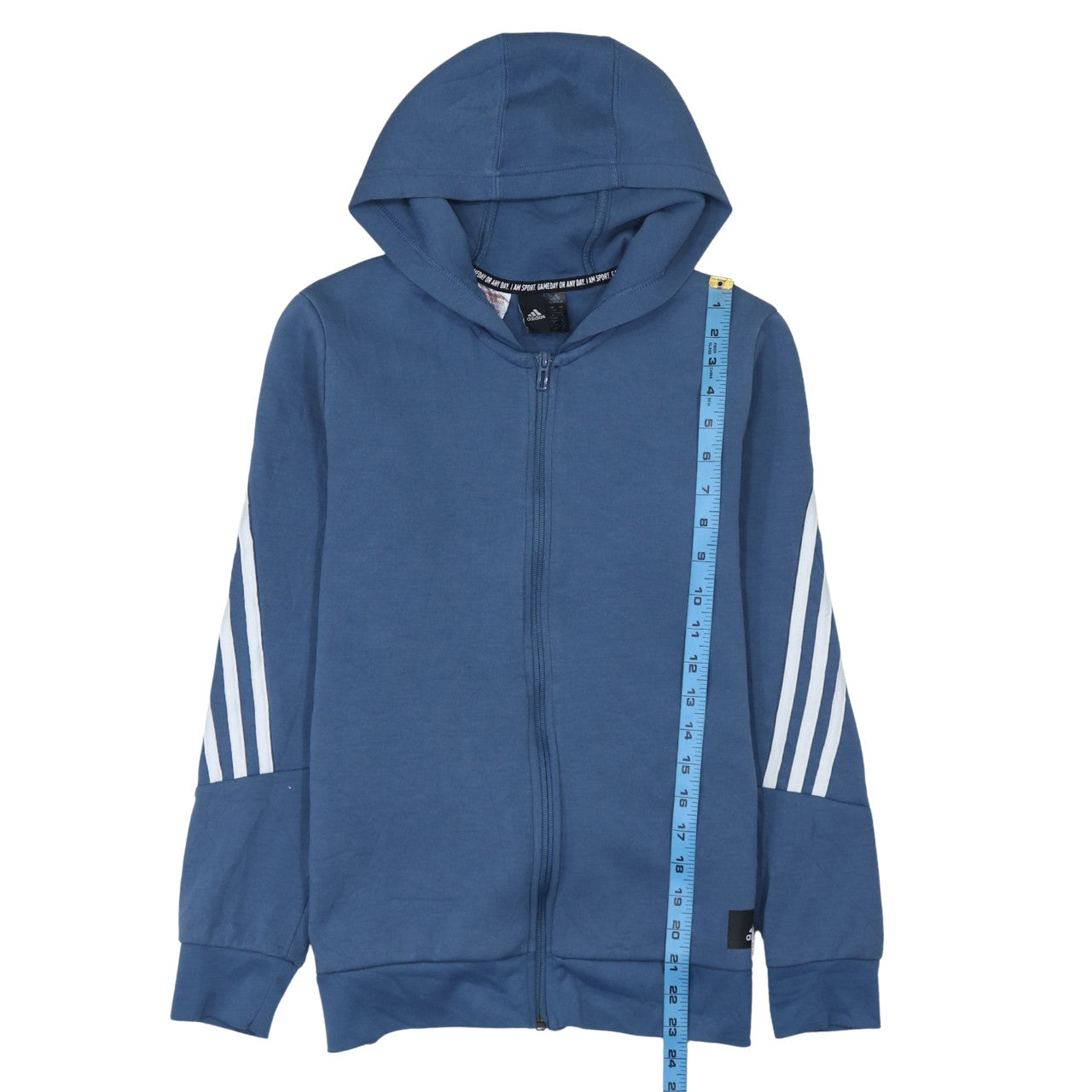 Adidas Boys Blue Full Zip Hoodie 13-14 Years Sportswear Fleece