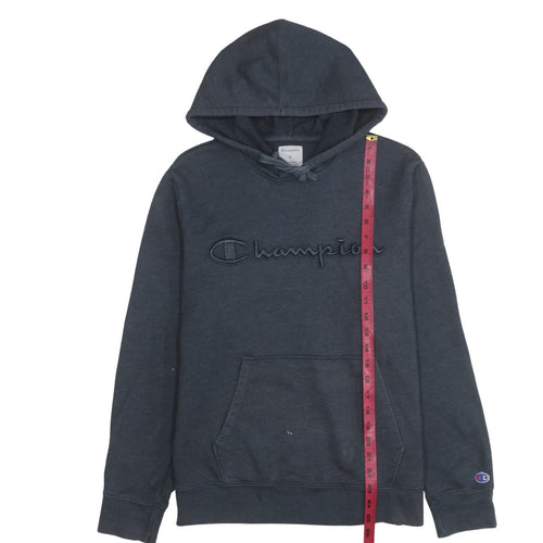 Champion Men's Blue Pullover Hoodie Medium Embroidered Logo