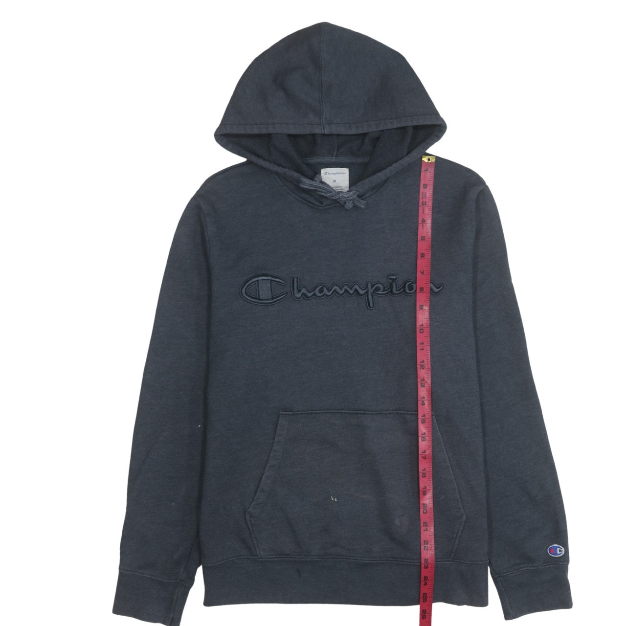 Champion Men's Blue Pullover Hoodie Medium Embroidered Logo