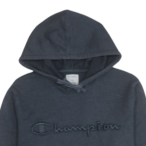 Champion Men's Blue Pullover Hoodie Medium Embroidered Logo