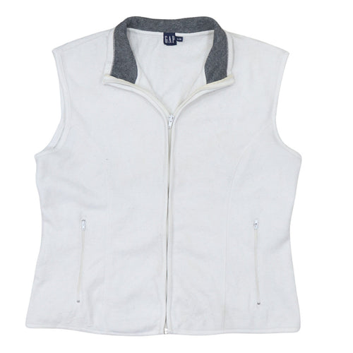 GAP Women’s White Fleece Bodywarmer Gilet XL Zip Pockets Casual