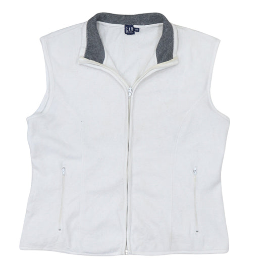 GAP Women’s White Fleece Bodywarmer Gilet XL Zip Pockets Casual