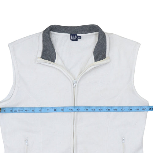 GAP Women’s White Fleece Bodywarmer Gilet XL Zip Pockets Casual