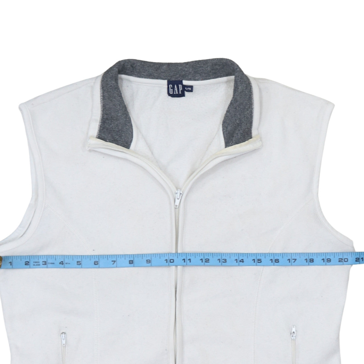 GAP Women’s White Fleece Bodywarmer Gilet XL Zip Pockets Casual