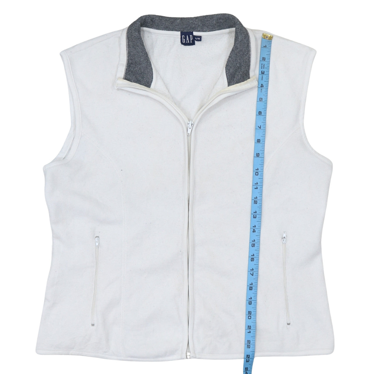 GAP Women’s White Fleece Bodywarmer Gilet XL Zip Pockets Casual
