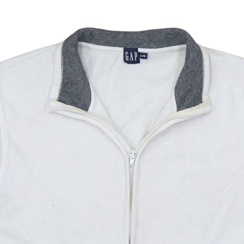 GAP Women’s White Fleece Bodywarmer Gilet XL Zip Pockets Casual