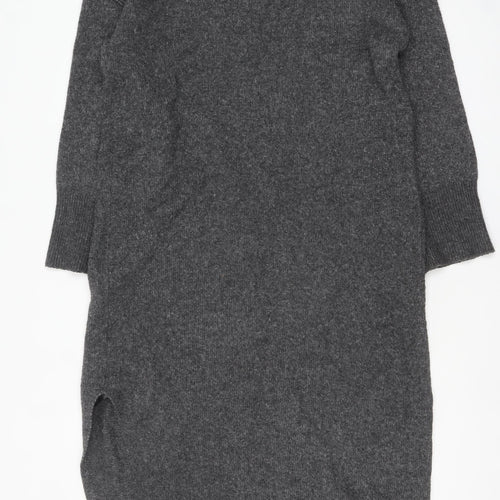 ASOS DESIGN Women Grey Knit Jumper Dress Size M High Neck