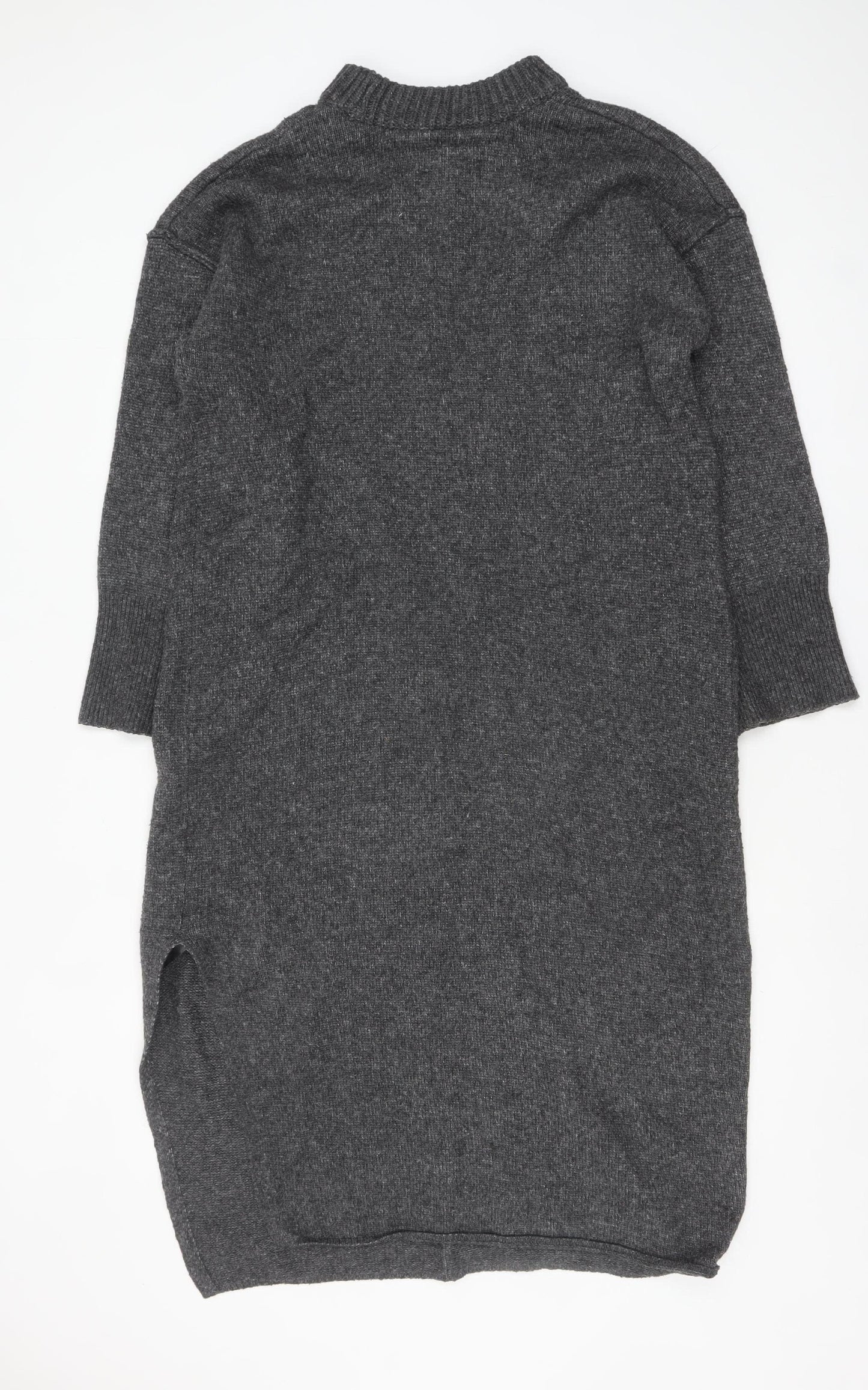 ASOS DESIGN Women Grey Knit Jumper Dress Size M High Neck