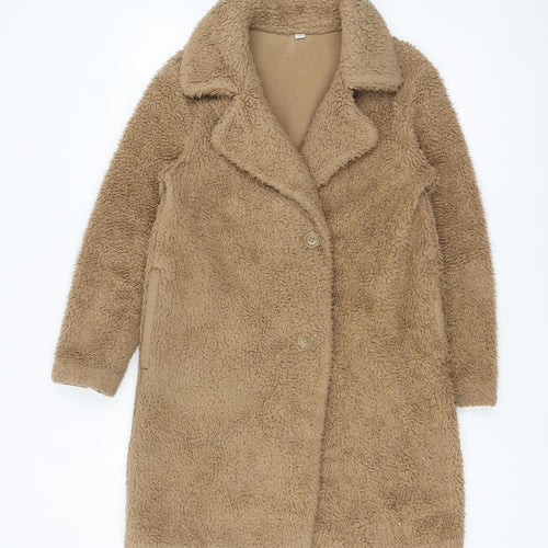 UNIQLO Women's Beige Teddy Fleece Mid-Length Coat S