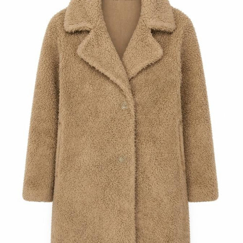 UNIQLO Women's Beige Teddy Fleece Mid-Length Coat S