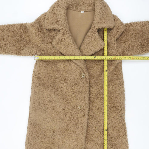 UNIQLO Women's Beige Teddy Fleece Mid-Length Coat S