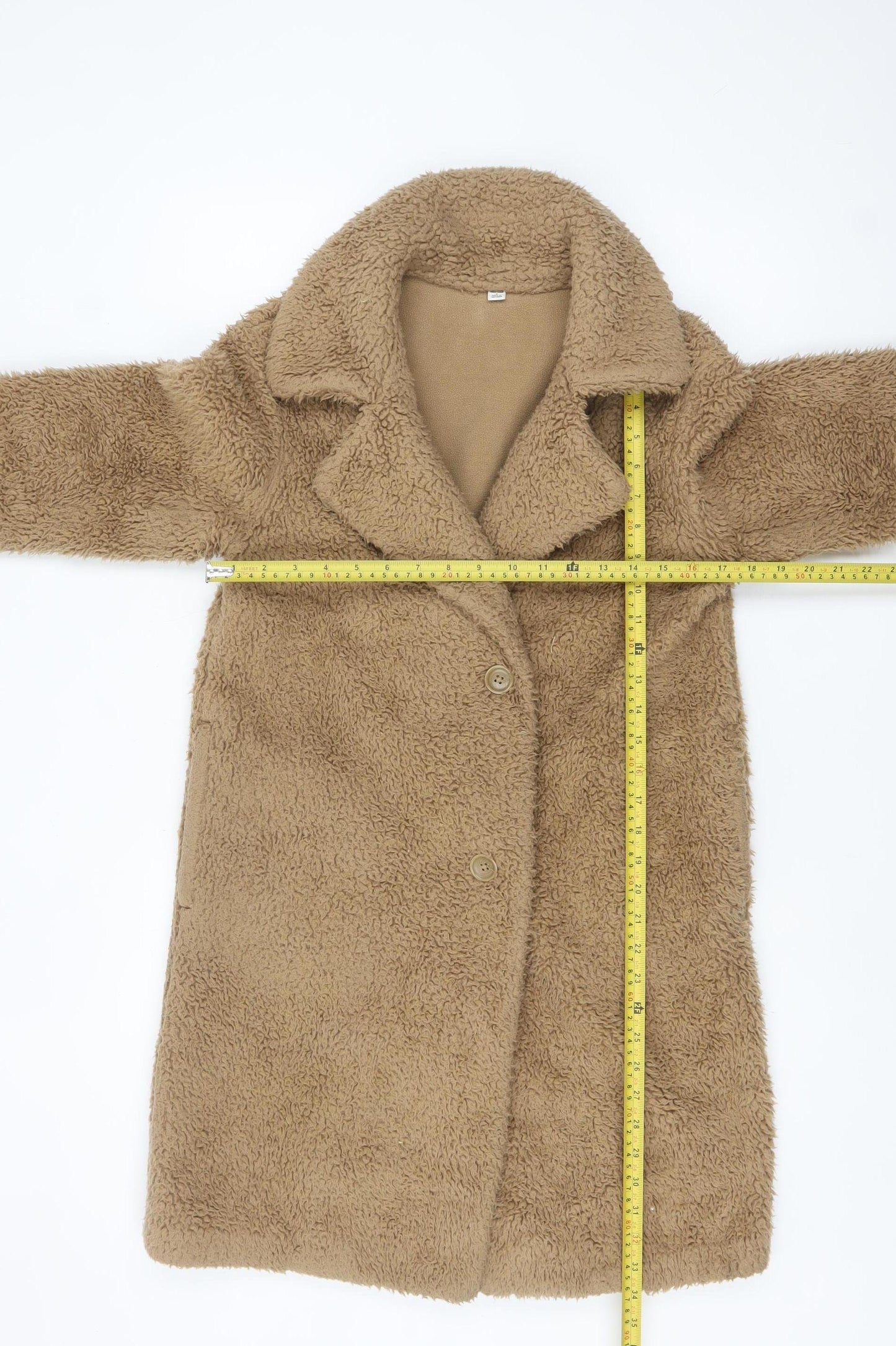 UNIQLO Women's Beige Teddy Fleece Mid-Length Coat S