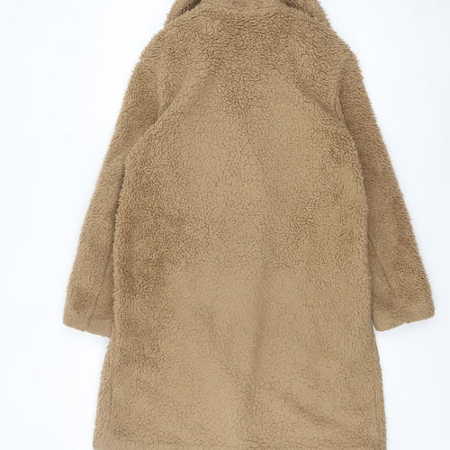 UNIQLO Women's Beige Teddy Fleece Mid-Length Coat S