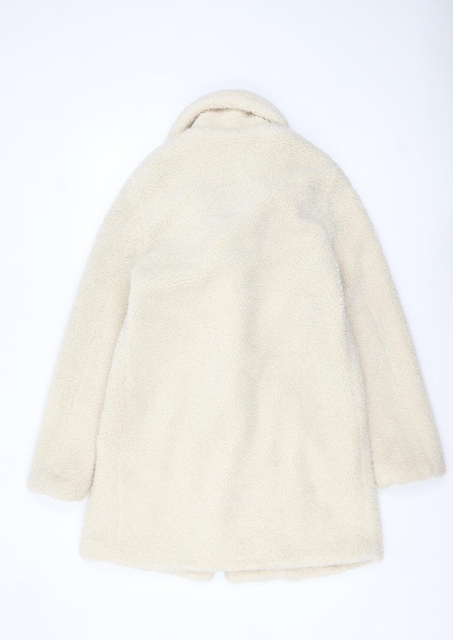 Zara Women Ivory Teddy Overcoat Size 8 Acrylic Blend Lined