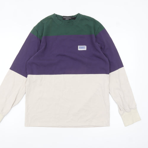 The Hundreds Men's Green Purple Beige Colourblock Cotton Long Sleeve S