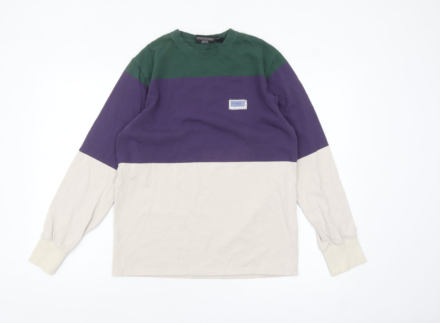 The Hundreds Men's Green Purple Beige Colourblock Cotton Long Sleeve S