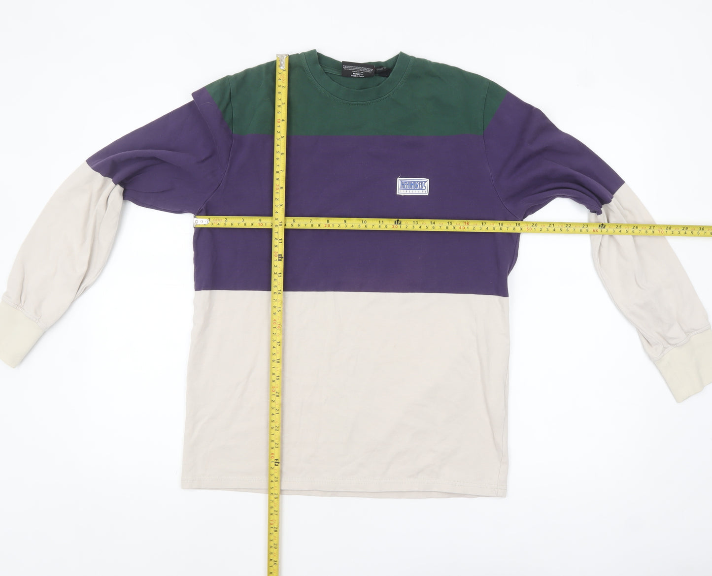 The Hundreds Men's Green Purple Beige Colourblock Cotton Long Sleeve S
