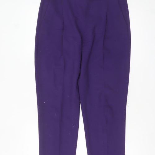 Jigsaw Women's Purple Wool Blend Tailored Tapered Trousers Size 12