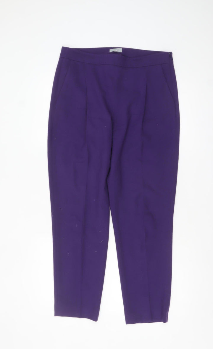 Jigsaw Women's Purple Wool Blend Tailored Tapered Trousers Size 12