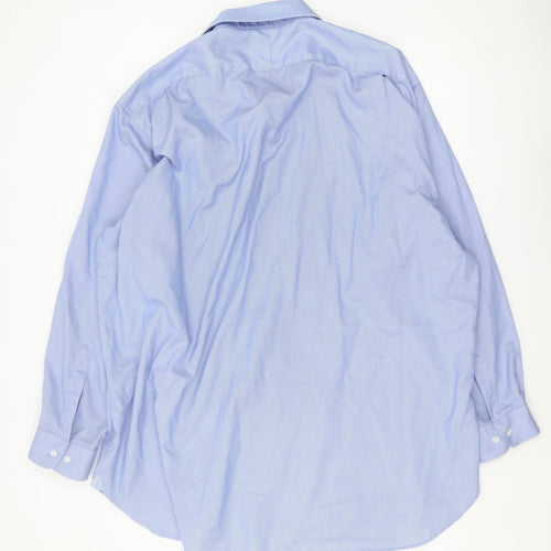 Brook Taverner Men's Blue Striped Non-Iron Cotton Button-Up Shirt Size 20